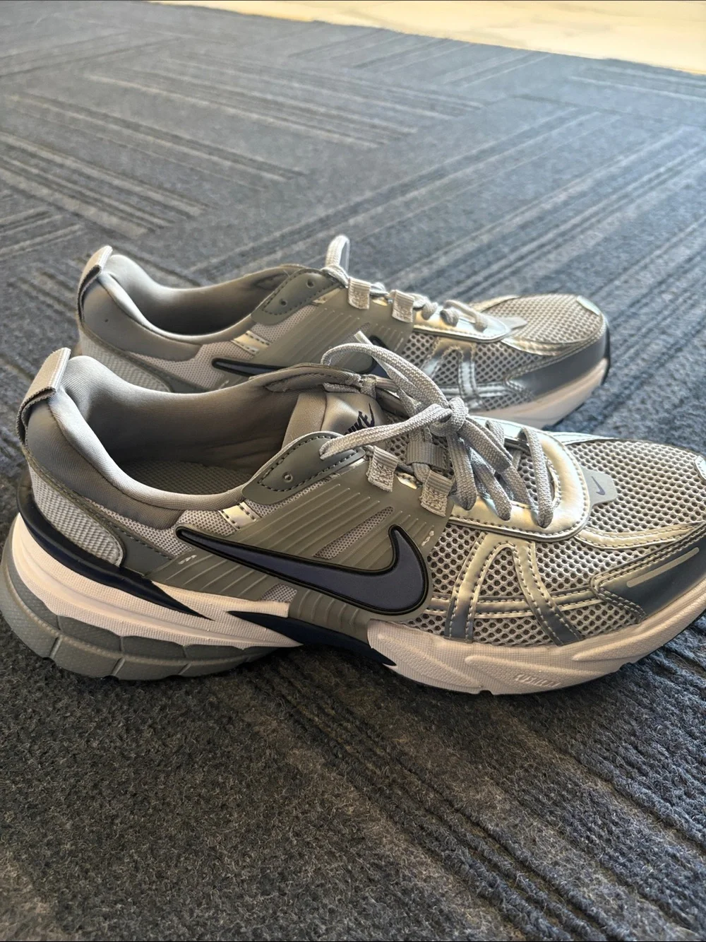 Nike V2K Wolf Grey and Navy  Athletic Running  Sneakers 10.5 women’s or 9 men’s